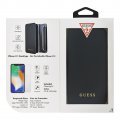 Guess Bundle Leather Book Case kryt Iridescent Black + Tempered Glass pre iPhone XR