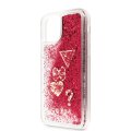 Guess Glitter Hearts zadn kryt/puzdro pre iPhone 11 Pro Rapsberry (EU Blister)