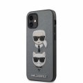Karl Lagerfeld Saffiano K&C Heads kryt pre iPhone 12 mini 5.4 Silver