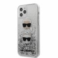 Karl Lagerfeld Liquid Glitter 2 Heads kryt/puzdro pre iPhone 12/12 Pro 6.1 Silver