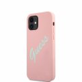 Guess Silicone Vintage Green Script Zadn Kryt pro iPhone 12 mini 5.4 Pink
