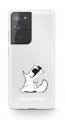 Karl Lagerfeld PC/TPU Choupette Eats kryt pre Samsung Galaxy S21 Ultra Transparent