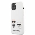 Karl Lagerfeld and Choupette Liquid siliknov puzdro pre iPhone 13 mini White