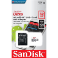 microSDHC 32GB SanDisk Ultra 100MB/s UHS-I s adaptrom